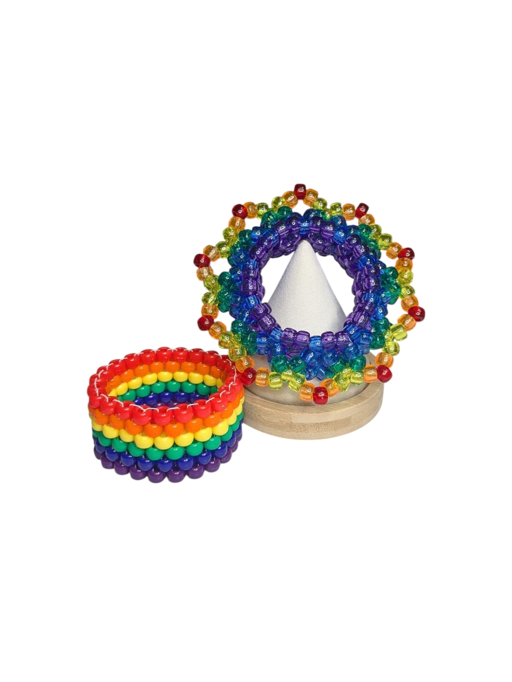 3D Kandi Cuff Pride Bracelet Set - Vivid Rainbowcore Stackers